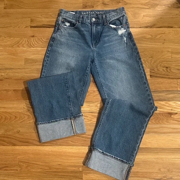 American Eagle Women’s Stovepipe Wide Leg Jeans sz 0 - Picture 1 of 15